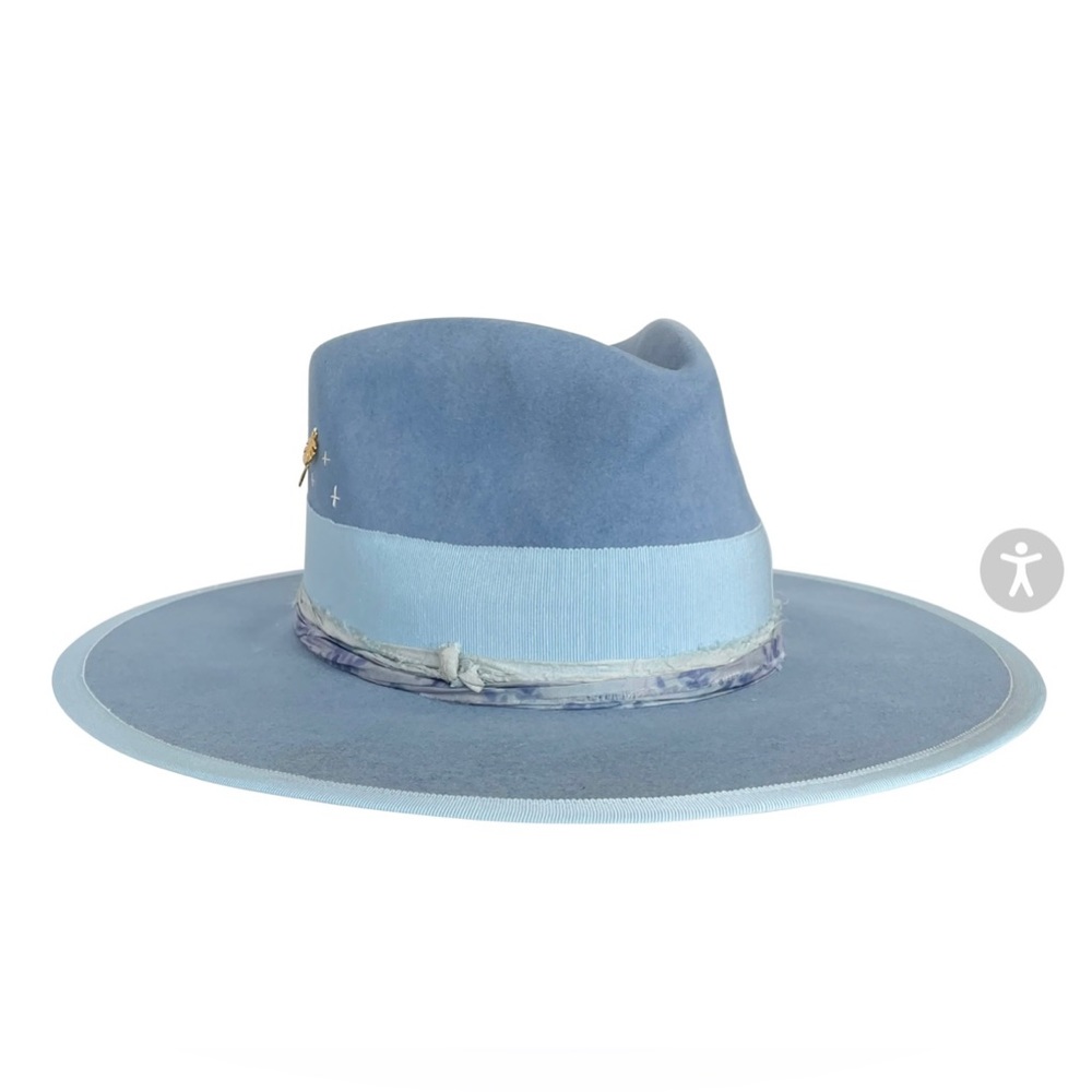 Teressa Foglia New Coastal Sea Felt Hat blue flat 100x Nick Fouquet 58 7 1/4 - Picture 8 of 12